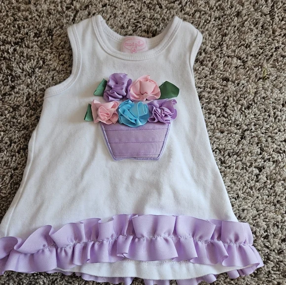 Mud Pie White and Purple Tank Top with Floral Design - Picture 1 of 2